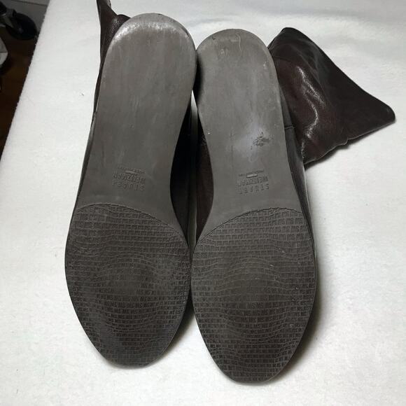 Stuart Weitzman harbor hidden wedge size 8 mid calf slouchy brown leather boots - Picture 9 of 13